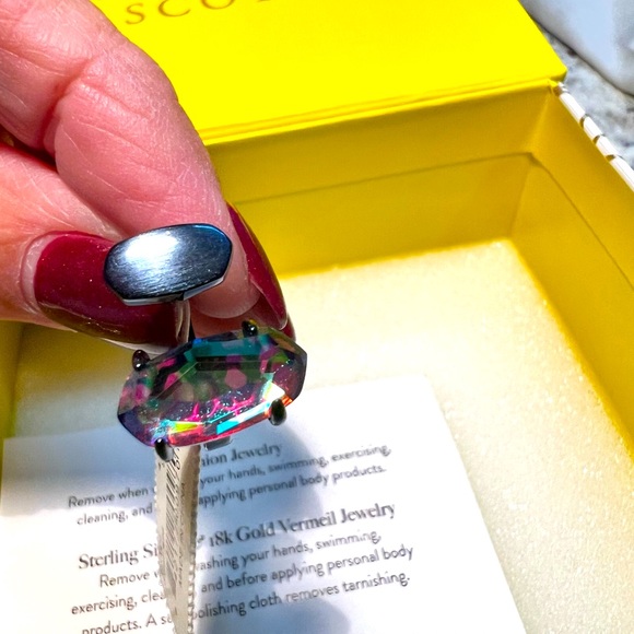 NWT Kendra Scott Pryde Ring Retired Indigo Dichroic & Navy Gunmetal SOLD OUT!! - Picture 9 of 12
